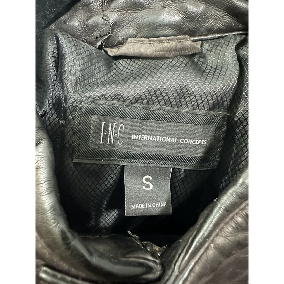 INC International Concepts Vegan Croc Brown Leather Moto Biker Zip Jacket S - Picture 2 of 10